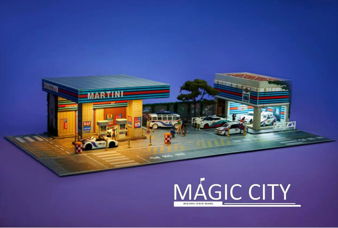 Magic City 1:64 Diorama Martini Gas Station & Display Building 110050