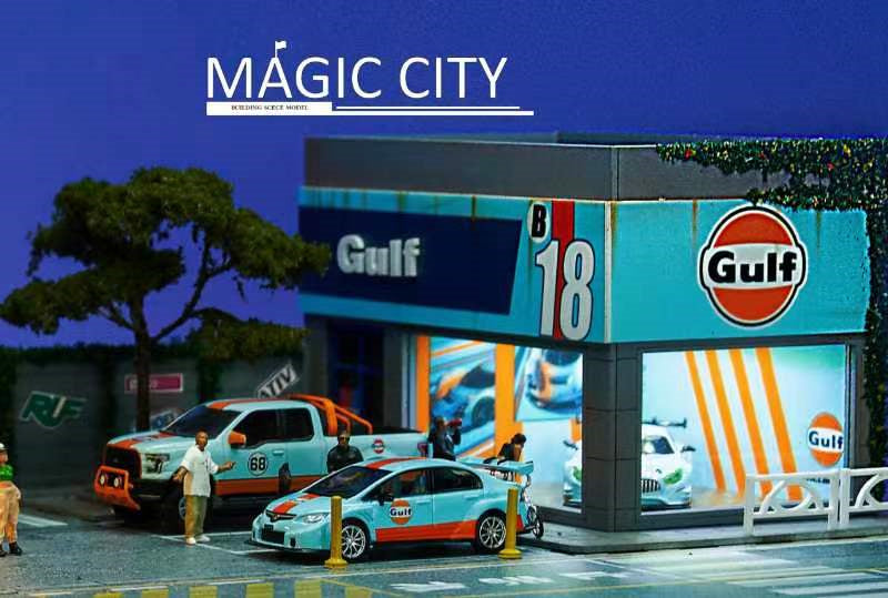 Magic City 1:64 Diorama Gulf Gas Station & Display Building 110053