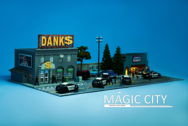 Magic City 1:64 Diorama American Scene - Bank & AAMCO Auto Repair Shop US0012