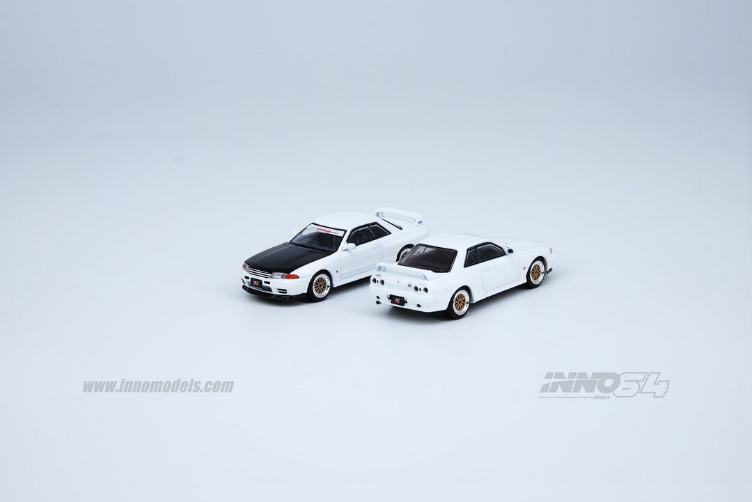 Inno64 1:64 Nissan Skyline GT-R (R32) Crystal White w/Extra Wheels