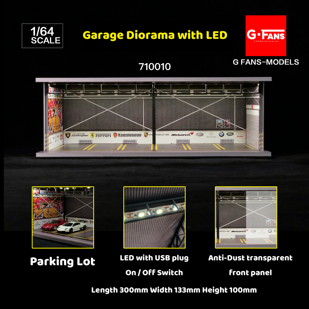 [Preorder] G.Fans 1:64 Garage Diorama with LED - Horizon Diecast