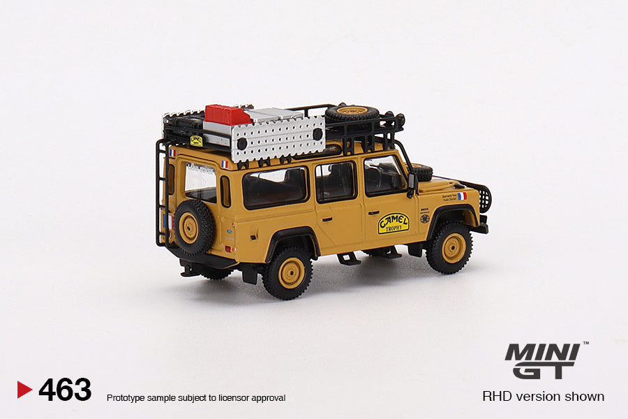 Mini GT 1:64 Land Rover Defender 110 1989 Camel Trophy Amazon Team France RHD MGT00463 Rear