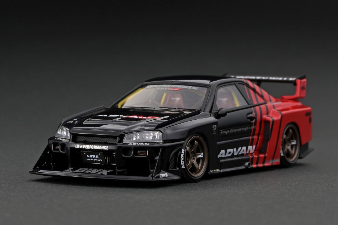 IG 1:43 LB-ER34 Super Silhouette SKYLINE Black/Red – Horizon Diecast