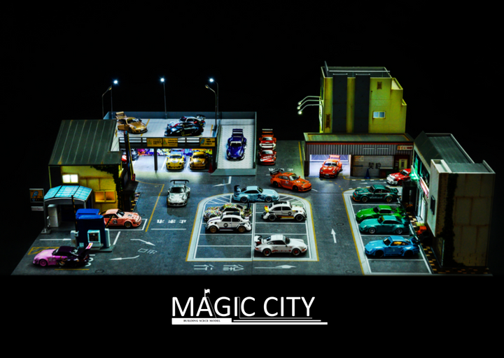 Magic City 1:64 Diorama RWB Roppongi Double-layer Parking Lot