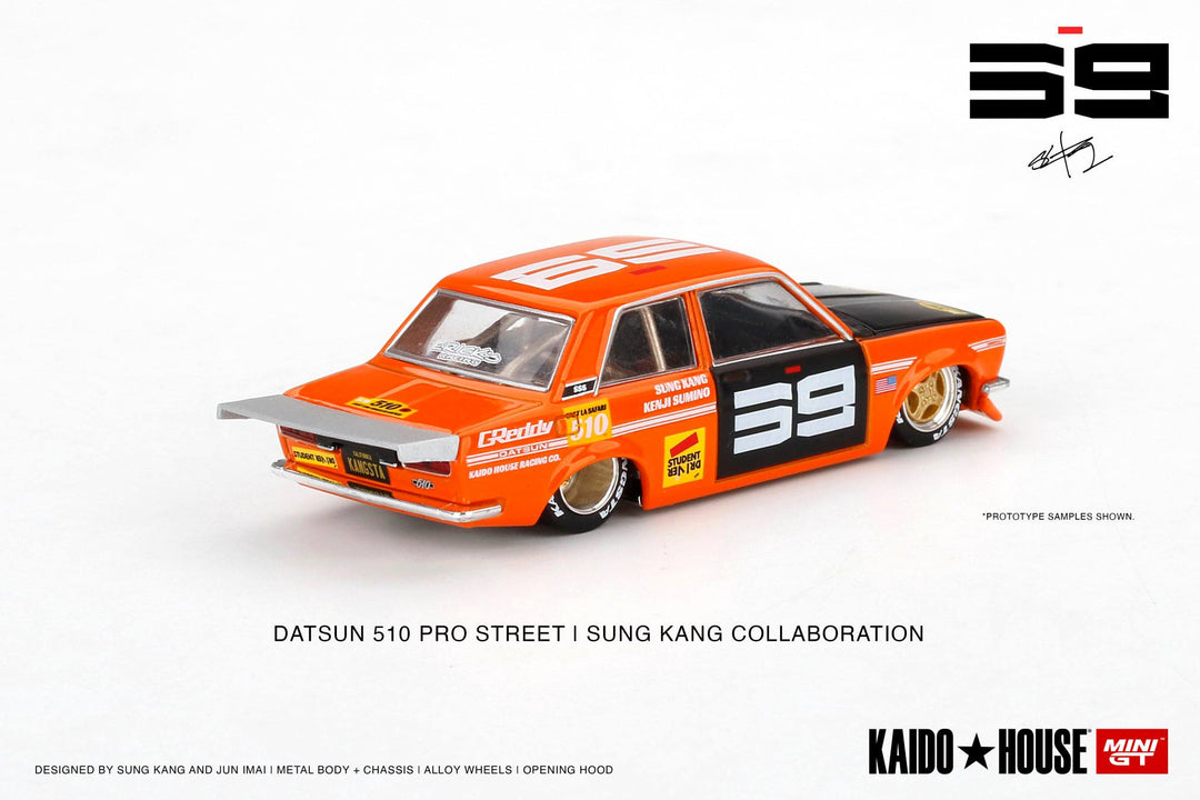 Kaido House x Mini GT 1:64 Datsun 510 Pro Street SK510 Orange KHMG004 Rear