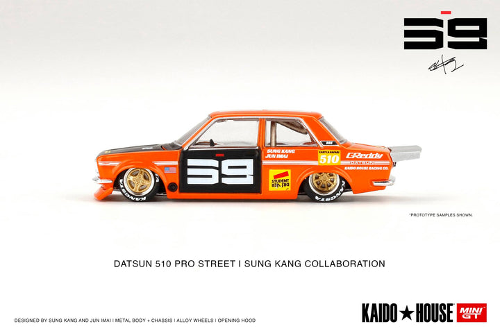 Kaido House x Mini GT 1:64 Datsun 510 Pro Street SK510 Orange KHMG004 Side