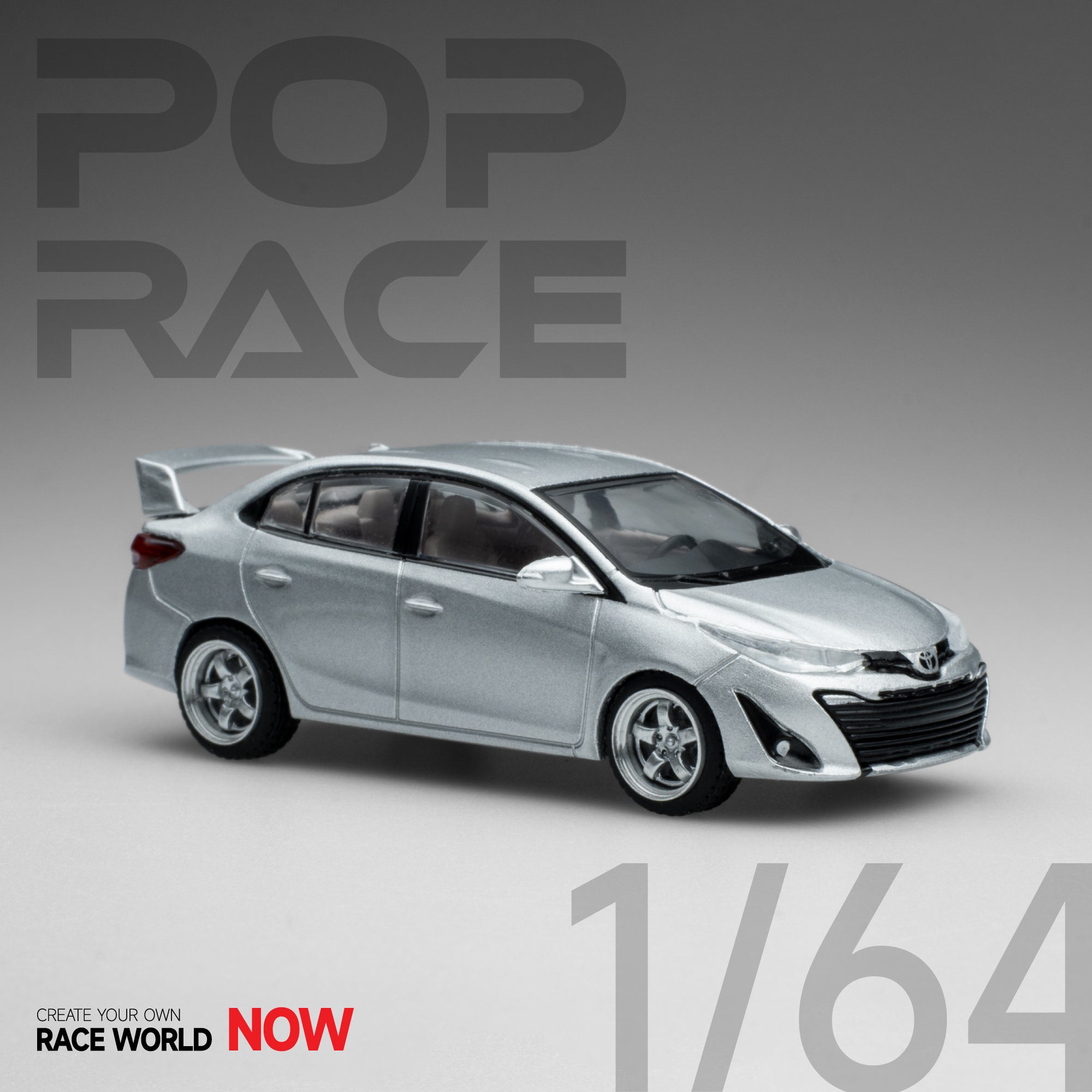 POPRACE 1:64 Toyota GR VIOS Silver PR64-TVIO-19SL – Horizon Diecast
