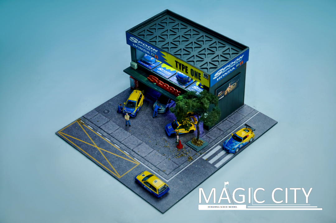 Magic City 1:64 Diorama Spoon Tuner Set Two Story Showroom