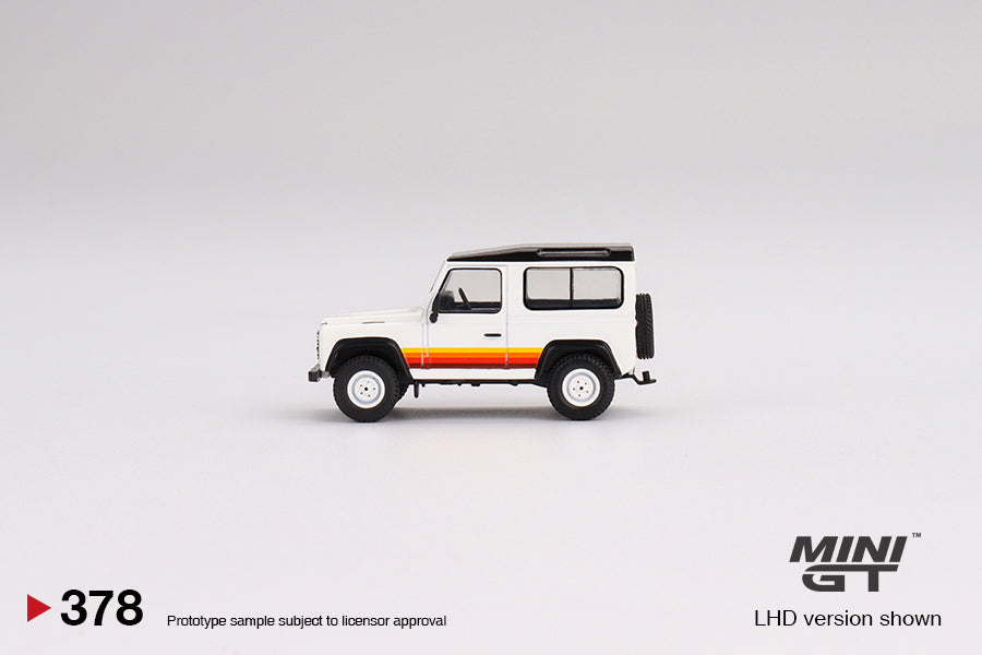 Mini GT 1:64 Land Rover Defender 90 Wagon White MGT00378-L LHD Side