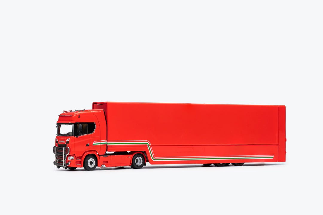 KengFai 1:64 Scania V8 730S 4X2 Truck with Trailer Diecast Black/White/Red KF037*