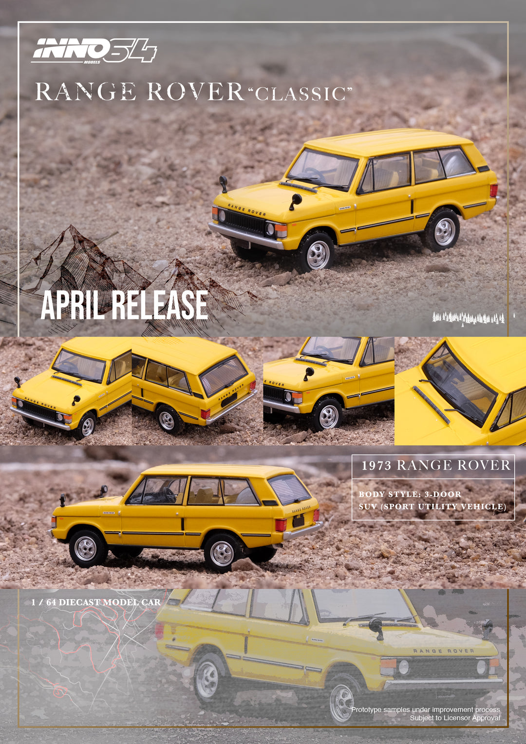 Inno64 1:64 Range Rover Classic Sanglow Yellow IN64-RRC-SGYL