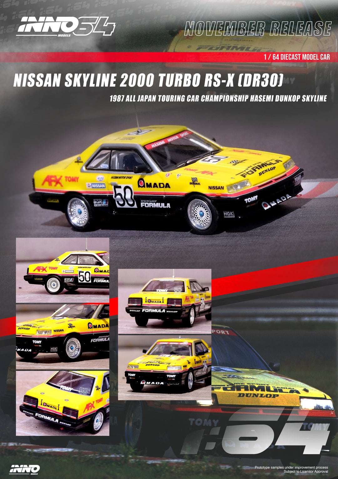Inno64 1:64 Nissan Skyline 2000 TURBO RS-X (DR30) #50 "HASEMI MOTORSPORT DUNLOP"