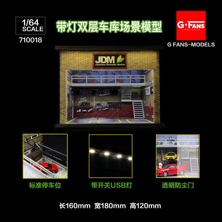 G. Fans 1:64 Garage Diorama with LED (JDM Theme) 710018