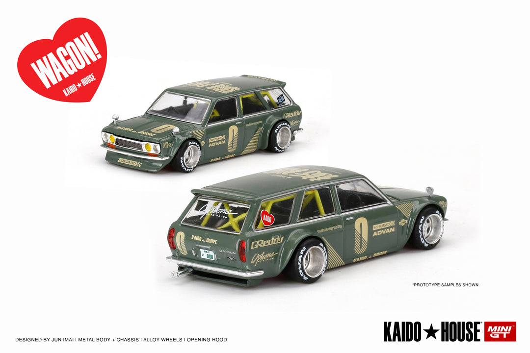 Kaido House + Mini GT 1:64 Datsun KAIDO 510 Wagon Green KHMG010