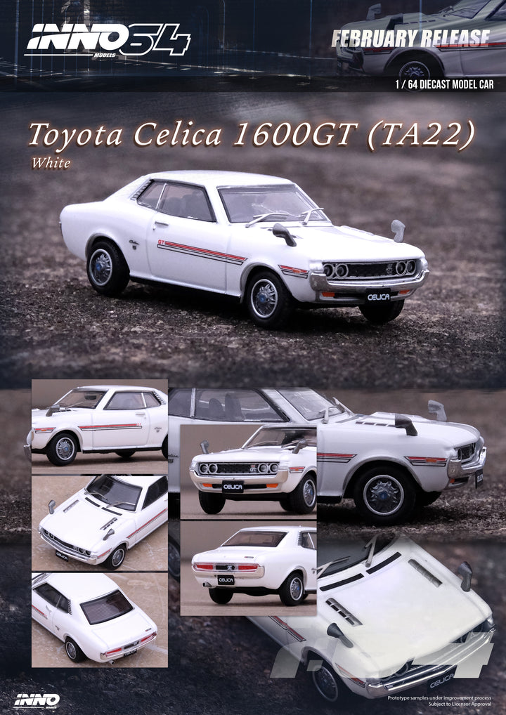 Inno64 1:64 Toyota Celica 1600GT (TA22) White IN64-1600GT-WHI