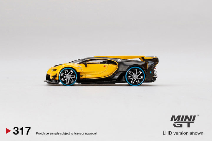 Mini GT 1:64 Bugatti Vision Gran Turismo Yellow LHD MGT00317-L Side