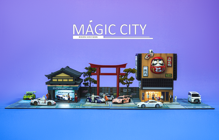 Magic City 1:64 Japanese Showa Architecture Porsche Showroom & Yakiniku Restaurant 110058