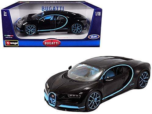 Bburago 1:18 Bugatti Chiron 42 Edition (Black with blue accents) - Horizon Diecast