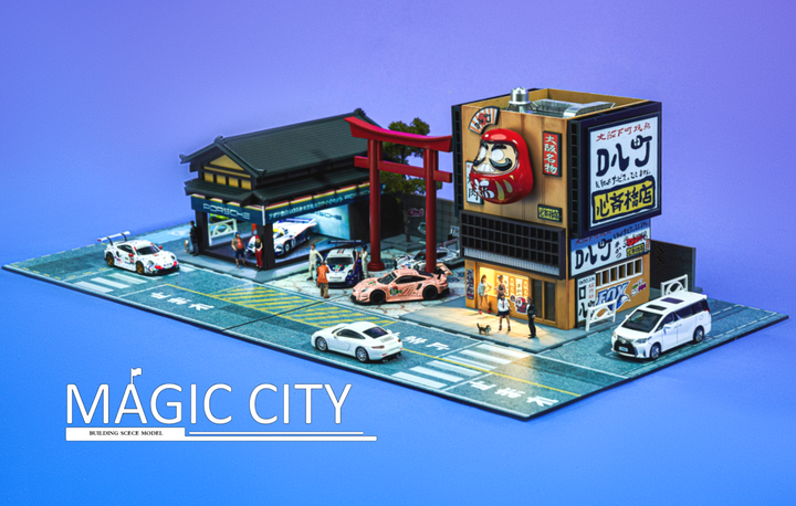 Magic City 1:64 Japanese Showa Architecture Porsche Showroom & Yakiniku Restaurant