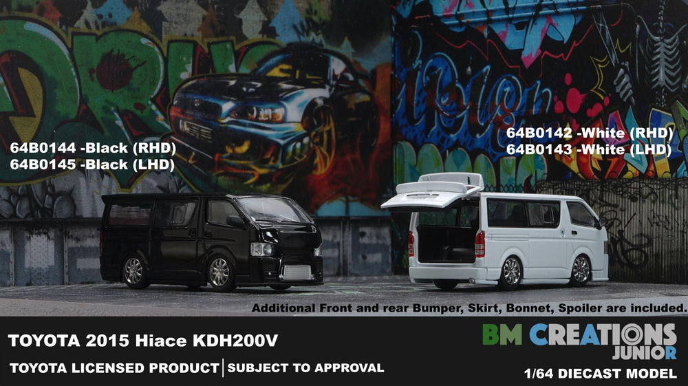 [Preorder] BM Creations 1:64 Toyota 2016 Hiace Black LHD - Horizon Diecast