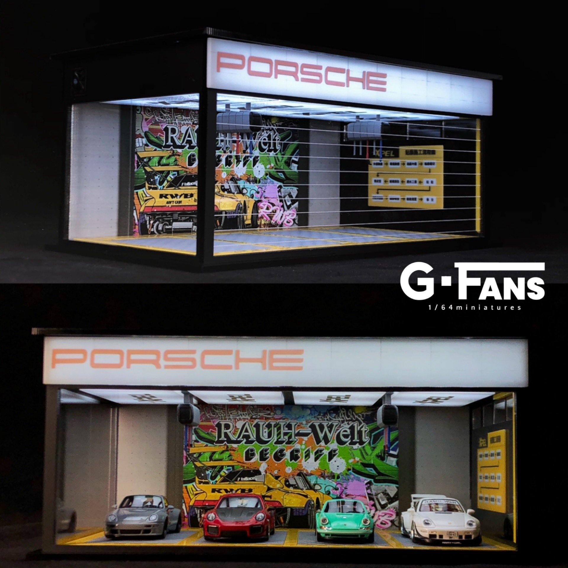 G.FANS 1:64 Diorama Porsche Car Service Center – Horizon Diecast