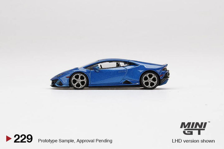 MiniGT 1:64 Lamborghini Huracán EVO Blu Eleos Side