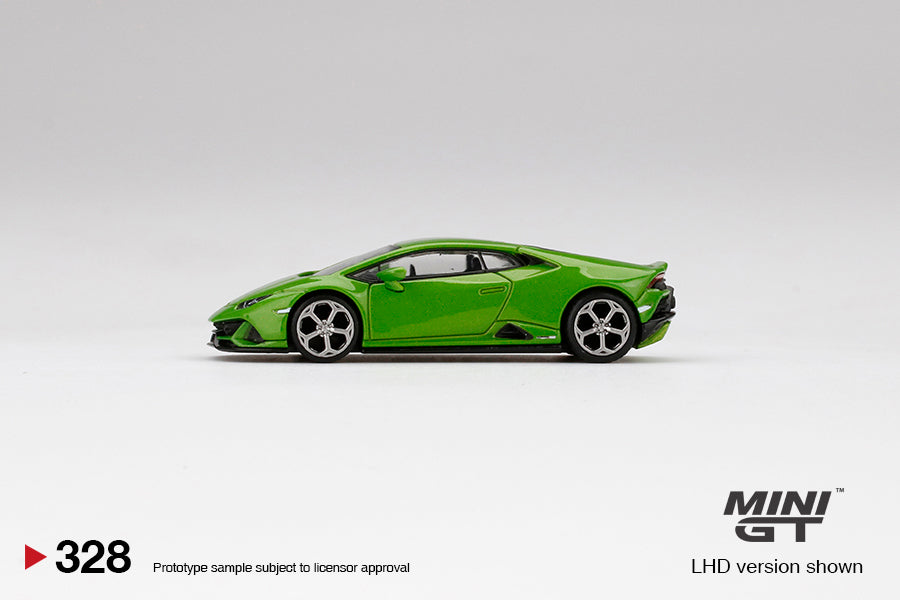 Mini GT 1:64 Lamborghini Huracán EVO Verde Mantis LHD MGT00328-L Side