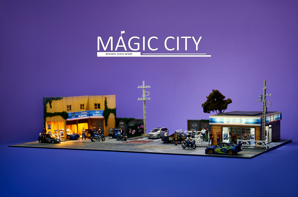 Magic City 1:64 Diorama Subaru Repair Shop & LAWSON Supermarket 110056