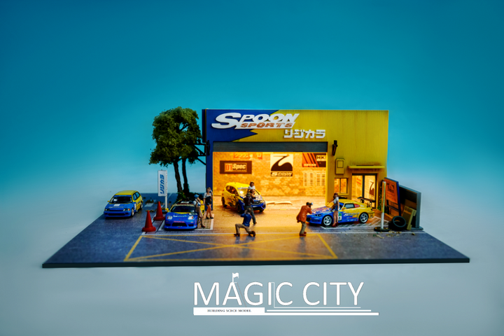 Magic City 1:64 Diorama Spoon Tuner Set Spoon Garage