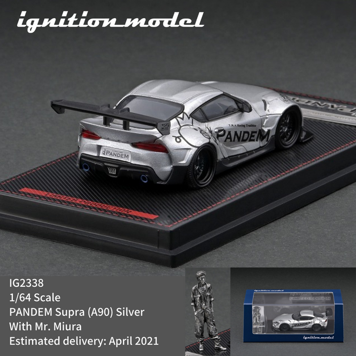 Ignition Model 1:64 PANDEM Toyota Supra A90 Silver with Mr. Miura Figurine
