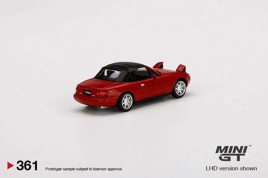 Mini GT 1:64 Mazda Miata MX-5 (NA) Classic Red Headlight Up / Soft Top MGT00361-L LHD Rear