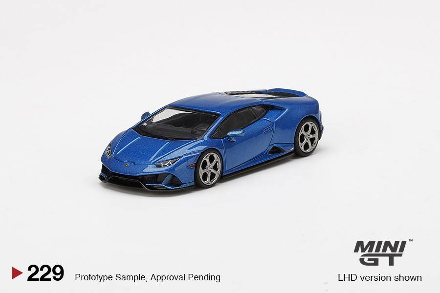 MiniGT 1:64 Lamborghini Huracán EVO Blu Eleos Front