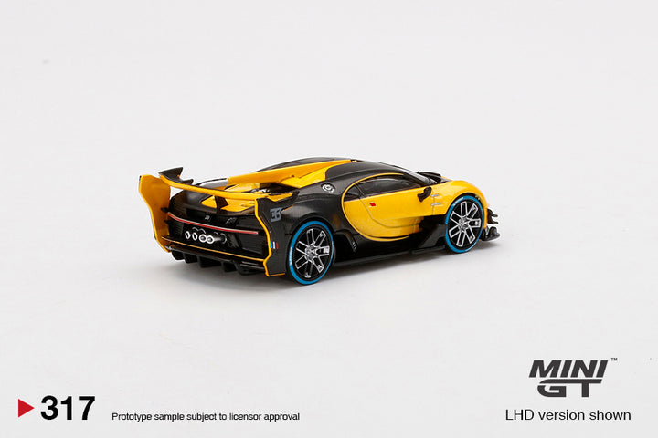 Mini GT 1:64 Bugatti Vision Gran Turismo Yellow LHD MGT00317-L rear