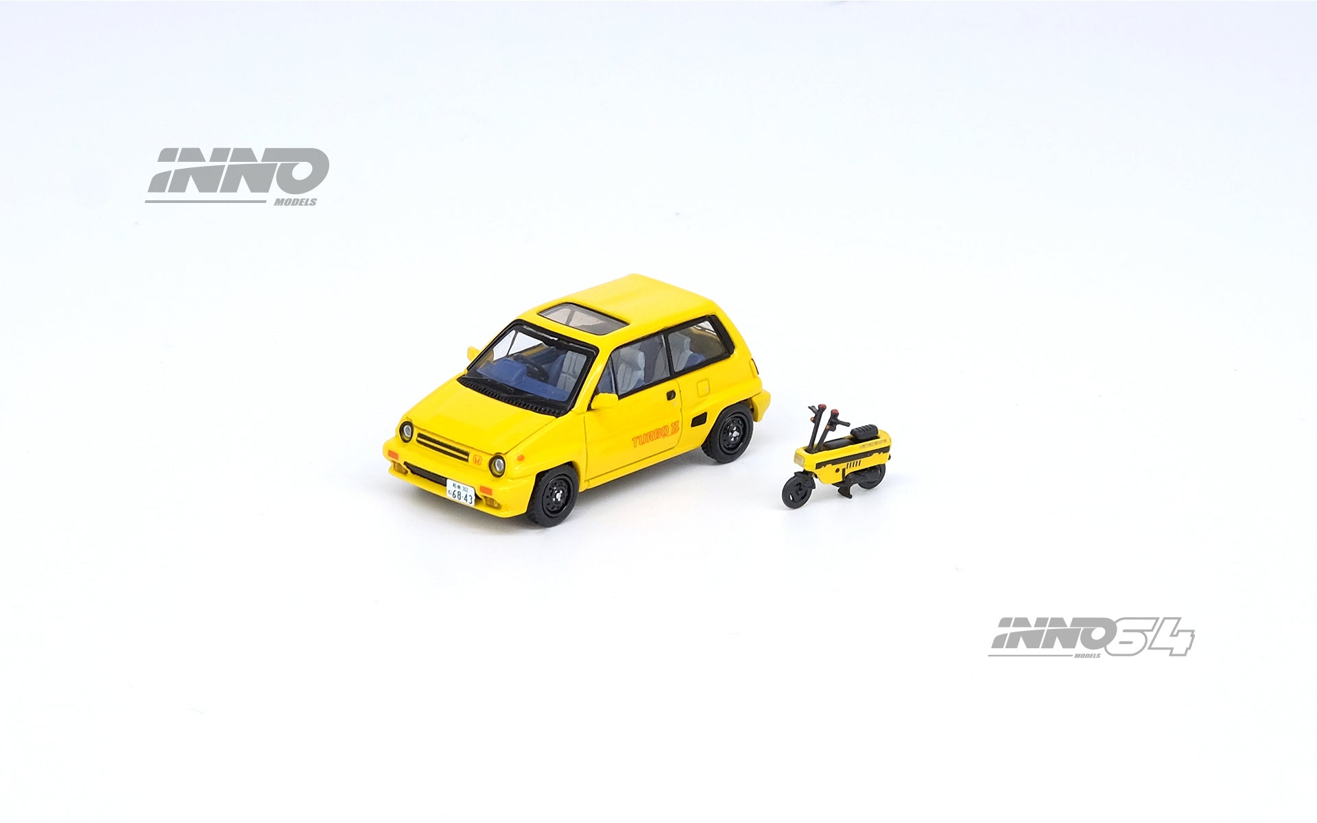 Inno64 1:64 Honda City Turbo II Yellow With MOTOCOMPO IN64