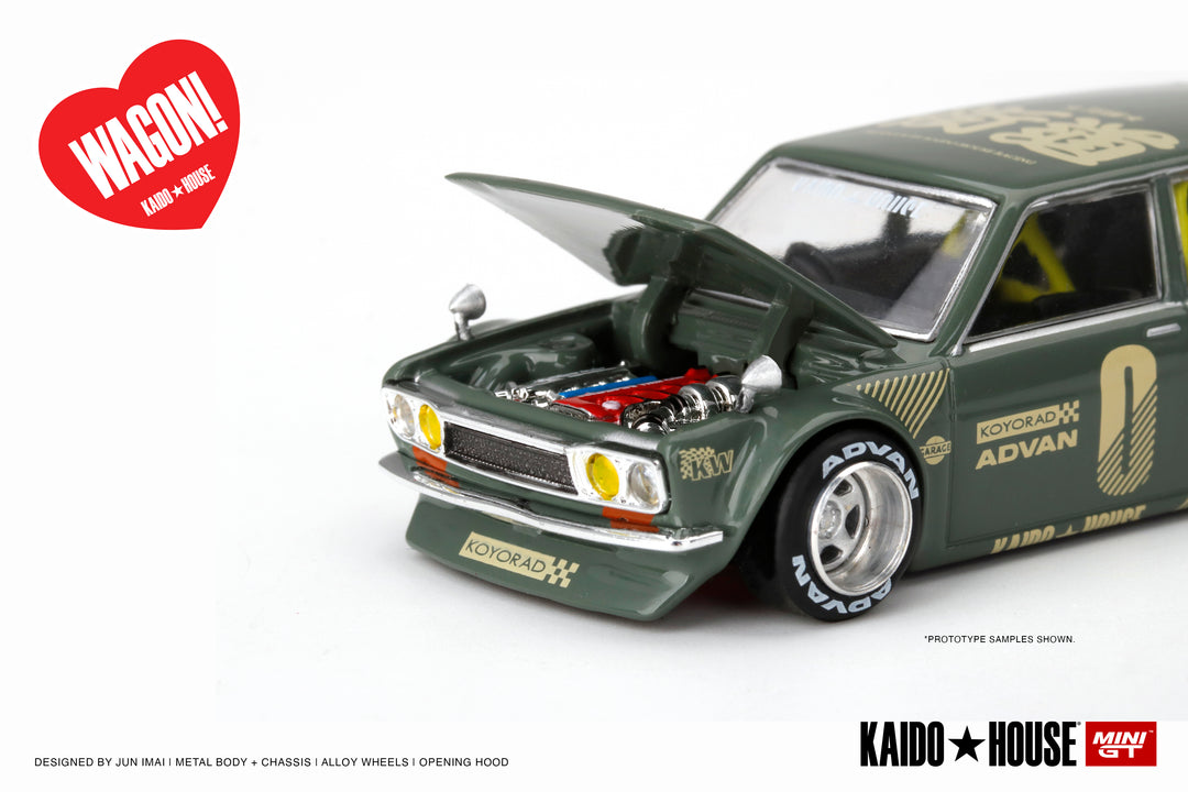 [Preorder] Kaido House + Mini GT 1:64 Datsun KAIDO 510 Wagon Green/Blue