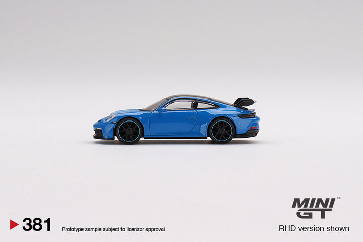 Mini GT 1:64 Porsche 911 (992) GT3 Shark Blue LHD MGT00381-L Side