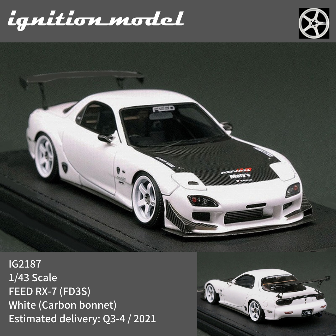 Ignition Model 1:43 FEED RX-7 (FD3S) White with Carbon Bonnet IG2187