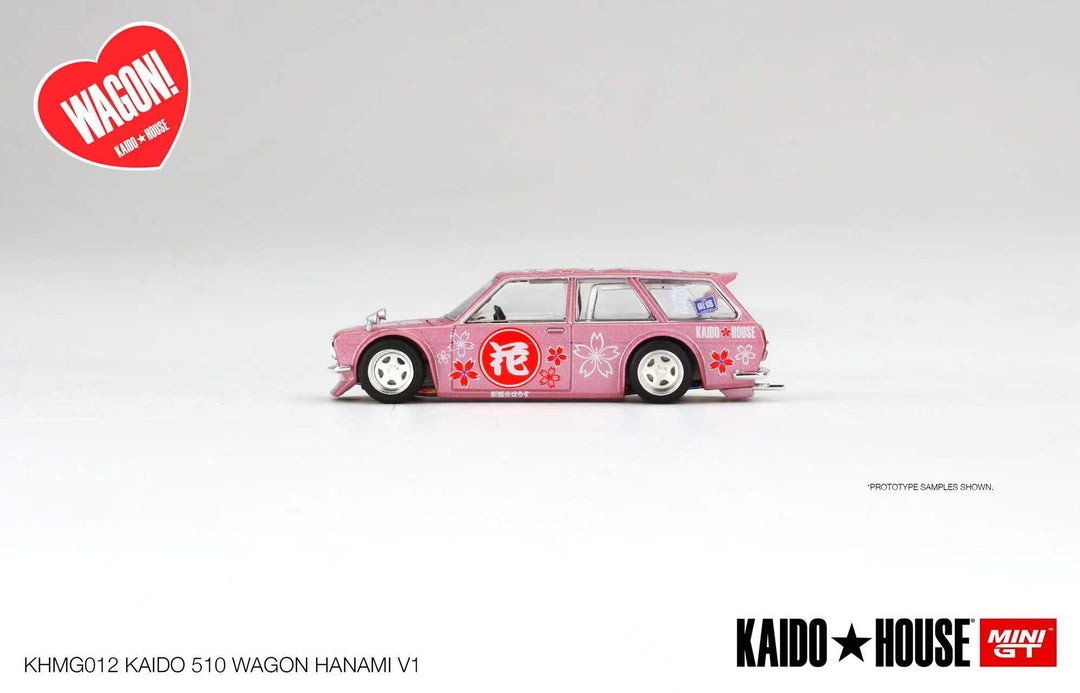 Kaido House + MINIGT 1:64 Datsun KAIDO 510 Wagon Hanami V1 Pink RHD KHMG012