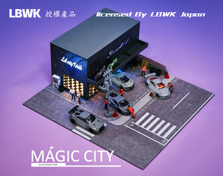 Magic City 1:64 Diorama Japan LBWK HQ Black Tuner Shop