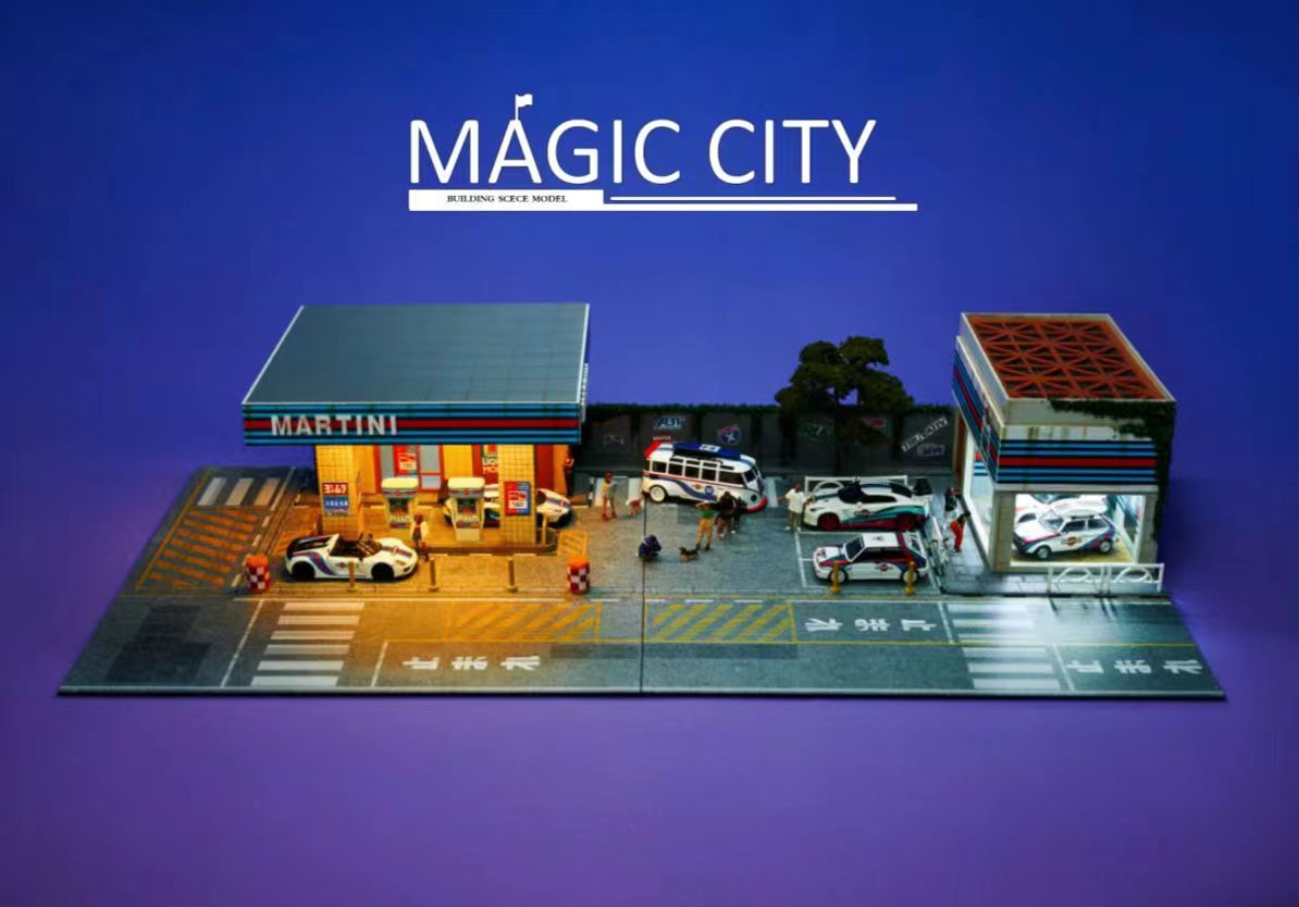 Magic City 1:64 Diorama Martini Gas Station & Display Building