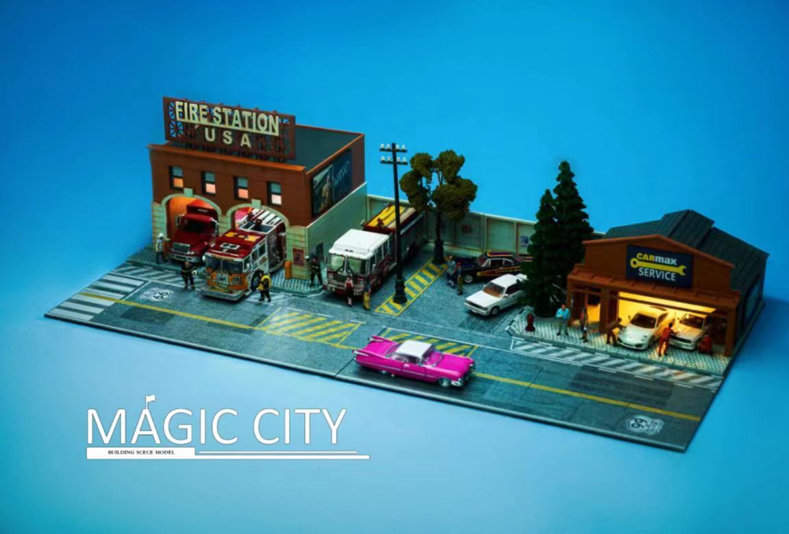 Magic City 1:64 Diorama American Scene - Fire Department & CARMAX