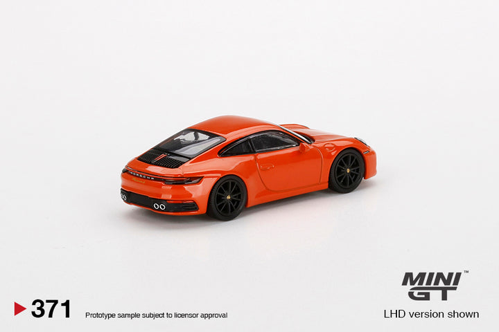 Mini GT 1:64 Porsche 911 (992) Carrera 4S Lava Orange LHD MGT00371-L Rear