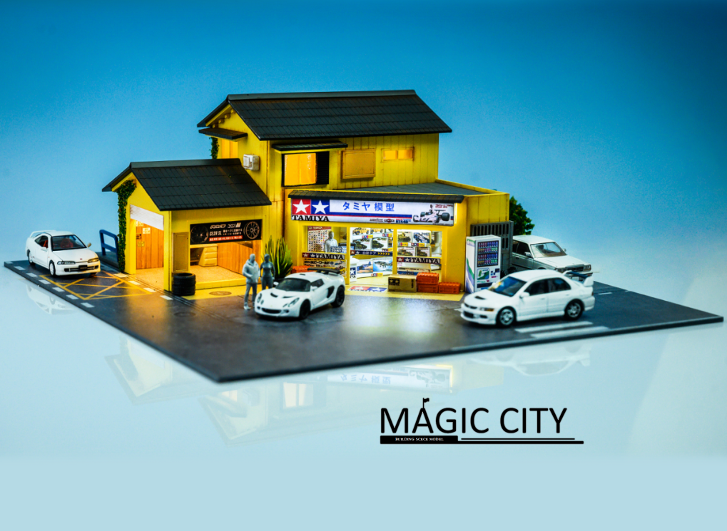 Magic City 1:64 Diorama Japanese Street View Japanese Model Shop and Garage JP0001