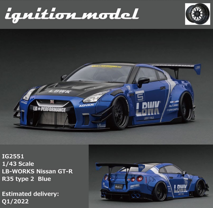 [Backorder] Ignition Model 1:43 LB-WORKS Nissan GT-R R35 type 2 Blue