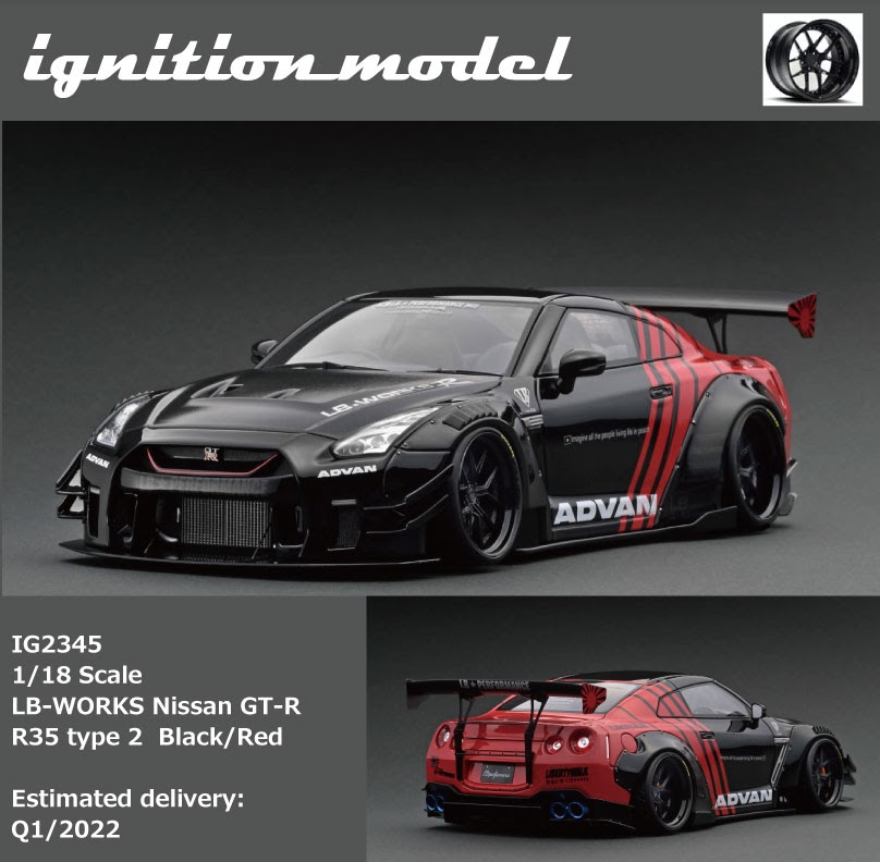 Ignition Model 1:18 LB-WORKS Nissan GT-R R35 type 2 Black/Red