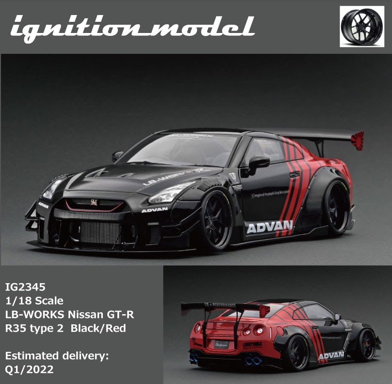 Ignition Model 1:18 LB-WORKS Nissan GT-R R35 type 2 Black/Red Ignition Model 1:18 LB-WORKS Nissan GT-R R35 type 2 Black/Red