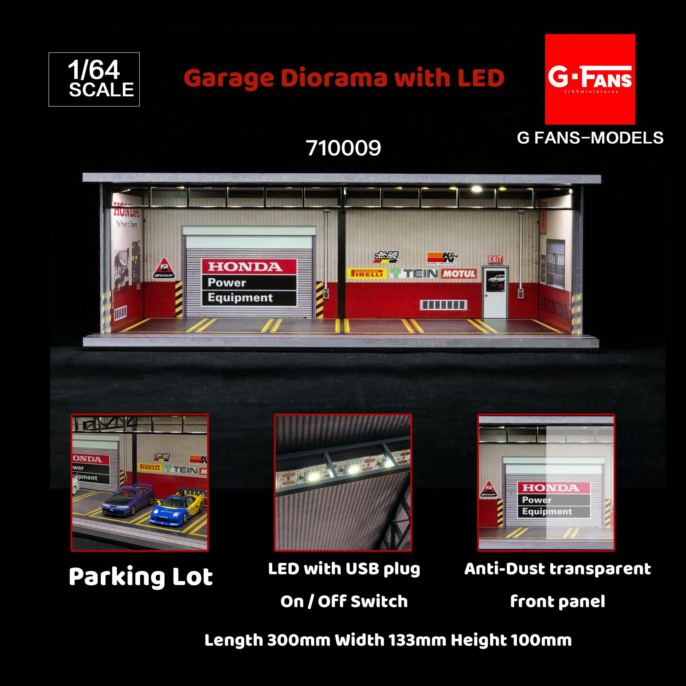 G.Fans 1:64 Garage Diorama with LED 710009 (Honda Theme) – Horizon