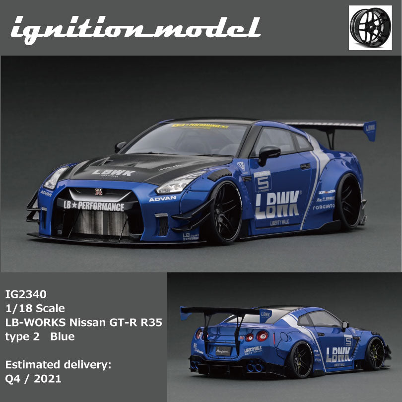 [Backorder] Ignition Model 1:18 LB-WORKS Nissan GT-R R35 type 2 Blue