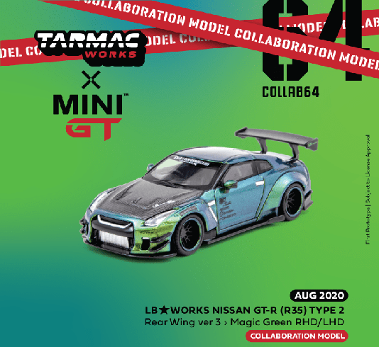 MiniGT x Tarmac Works 1:64 LB Works Nissan GT-R Green