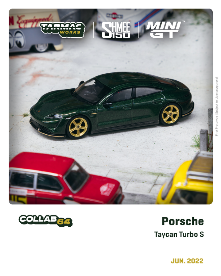 Tarmac Works 1:64 Porsche Taycan Turbo S Midnight Green MGT00274-R